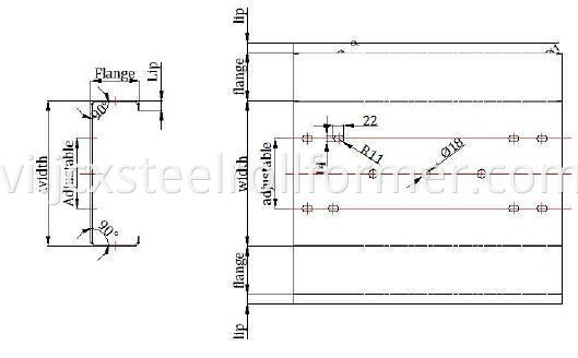 Máy tạo hình cuộn Purlin có thể thay đổi tự động